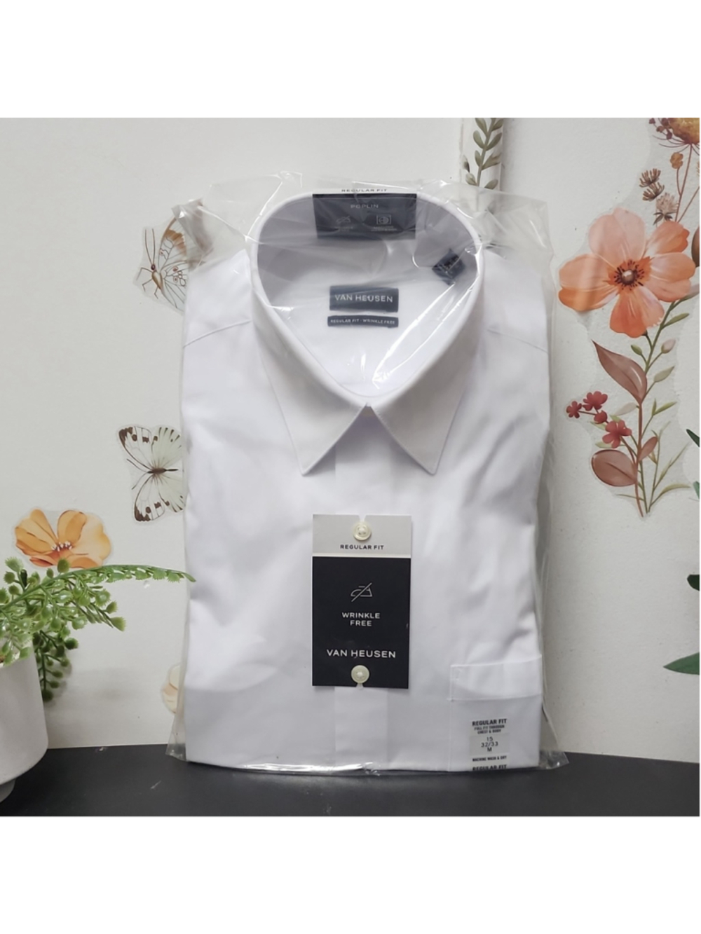 Van Heusen $50 Wrinkle Resistant Regular Fit Dress Shirt White 15 32/33